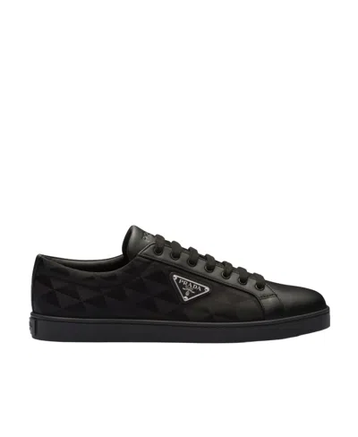 PRADA PRADA TRIANGLE-LOGO ROUND-TOE LACE-UP SNEAKERS