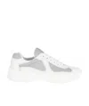 Prada Two-material Leather And Tech Fabric Sneaker In Gray