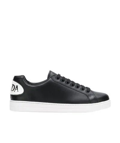 Prada Logo-lacing Casual Sneakers In Black