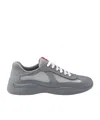 Prada Logo-lacing Low-cut Sneakers In Gray Steel