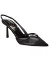 Prada Logo Leather & Mesh Pointy-toe Slingback Pump