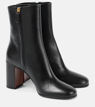 Prada Logo Leather Ankle Boots In Black