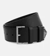 Prada Logo Leather Belt In Black