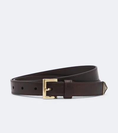 Prada Logo Leather Belt In Brown
