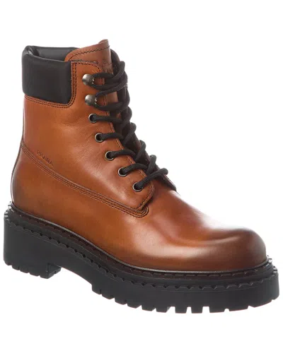 PRADA PRADA LOGO LEATHER BOOT