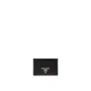 Prada Logo Leather Card Holder In Black