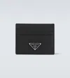 Prada Grained Leather Cardholder With Logo In Black