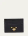 Prada Textured Black Cardholder With Subtle Logo In F0002 Nero