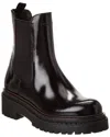 Prada Logo Plaque Brushed-effect Ankle Boots In Black