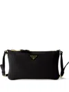 Prada Logo Leather Cross Body In Black
