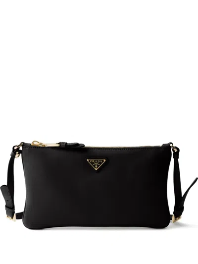 Prada Logo Leather Cross Body In Black