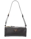 Prada Logo Leather Crossbody In Black