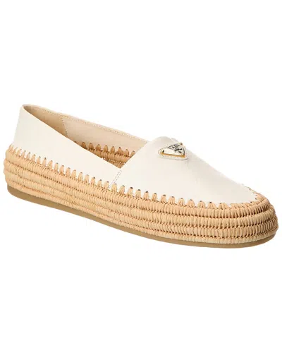 Prada Logo Leather Espadrille