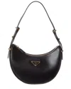 Prada Logo Leather Hobo Bag In Black