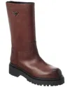 Prada Leather Knee-high Boots In Brown