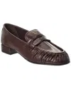 Prada Brown Ruched Loafers With Logo In Brown