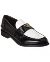 Prada Logo Leather Loafer In Black