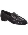Prada Black Ruched Loafers With Logo In Black