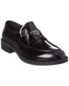 Prada Black Brushed Calf Leather Loafers In Black