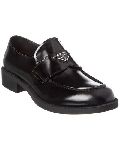 Prada Black Brushed Calf Leather Loafers