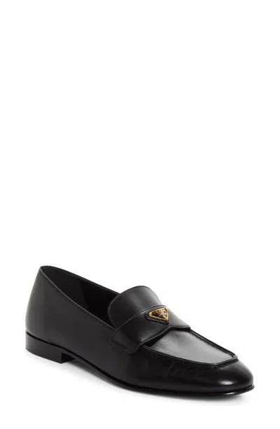Prada Logo Leather Loafer In Animal Print