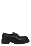 Prada Polished Black Leather Loafers With Chunky Rubber Sole In Black