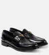 Prada Leather Loafers With Decorative Buckle And Round Toe In Black