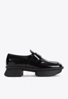 Prada Brushed Leather Squared-toe Loafers In Black