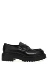 Prada Polished Black Leather Loafers With Chunky Rubber Sole In Black