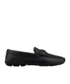 Prada Black Leather Loafers In Black