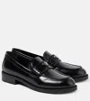 PRADA LOGO LEATHER LOAFERS