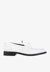Prada Calf Leather White Loafers With Logo Embellishment In White