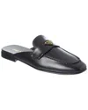 Prada Triangle Logo Leather Flat Mules In Black
