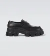 Prada Black Brushed Leather Loafer In Black