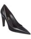 Prada Patent Saffiano Leather Pointy-toe Pump In Black