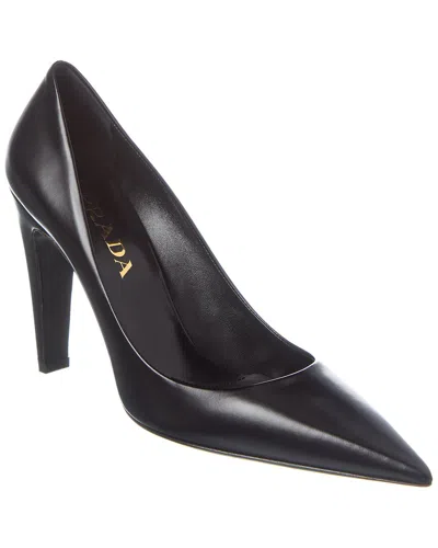 PRADA PRADA LOGO LEATHER POINTY-TOE PUMP