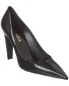 Prada Patent Saffiano Leather Pointy-toe Pump In Black