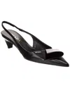 Prada Elegant Leather Slingback Pumps With Pointed Toe In Black