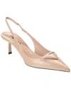 Prada 75 Brushed Leather Slingback Pumps In Pink