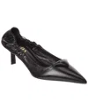 Prada Logo Leather Pump In Black