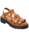 Prada Brown Leather Sandal With Logo In Brown