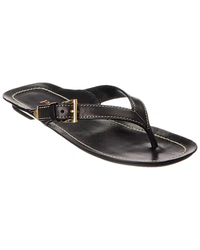 Prada Logo Leather Sandal In Black