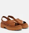 Prada Leather Crossover Platform Sandals 55 In Brown