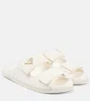 Prada Logo Leather Sandals In White