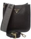 Prada Black Leather Shoulder Bag In Black