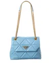 Prada Logo Leather Shoulder Bag In Blue