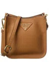 Prada Logo Leather Shoulder Bag In Brown