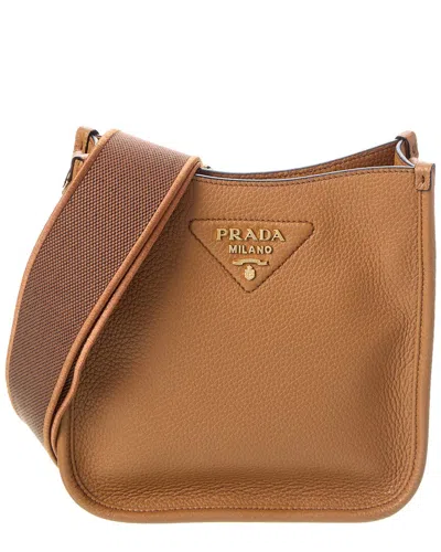 Prada Logo Leather Shoulder Bag In Purple