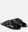 Prada Padded Leather Crisscross Flat Sandals In Black
