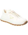 Prada Leather Logo Runner Sneakers In White